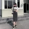 black-and-gray-midi-dress